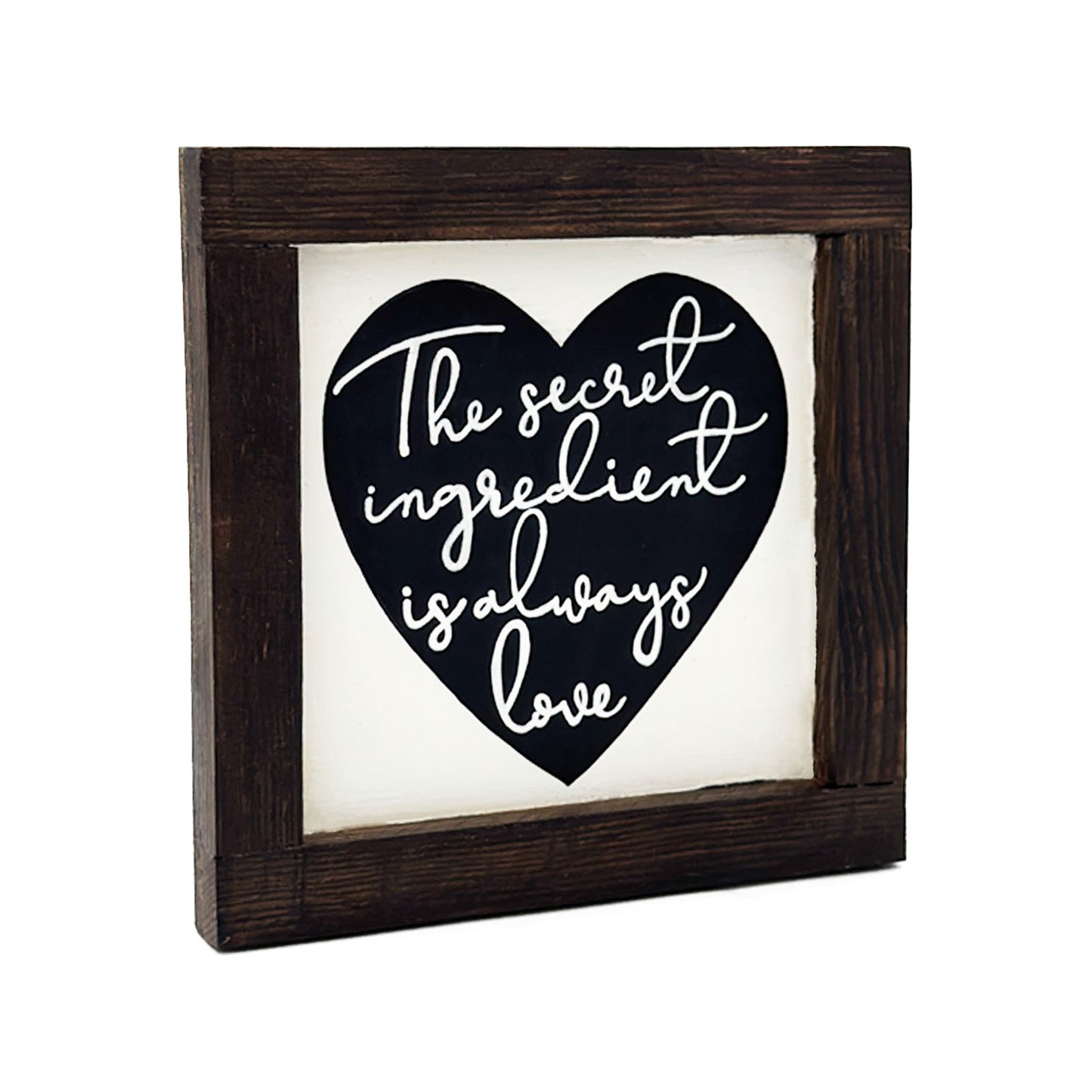 The Secret Ingredient Is Always Love  Hand-Painted Wooden Kitchen Wall Frame