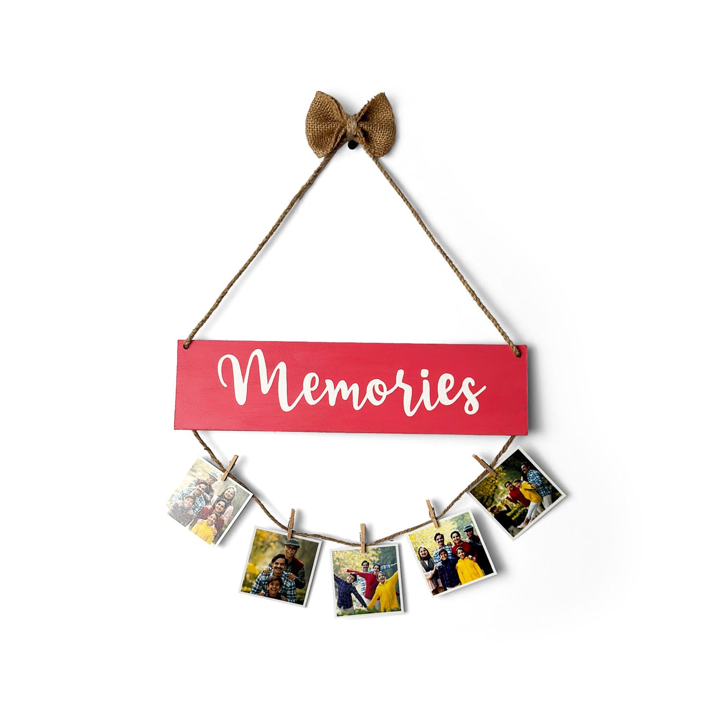 Memories Hand-Painted Wooden Photo Holder - Pink