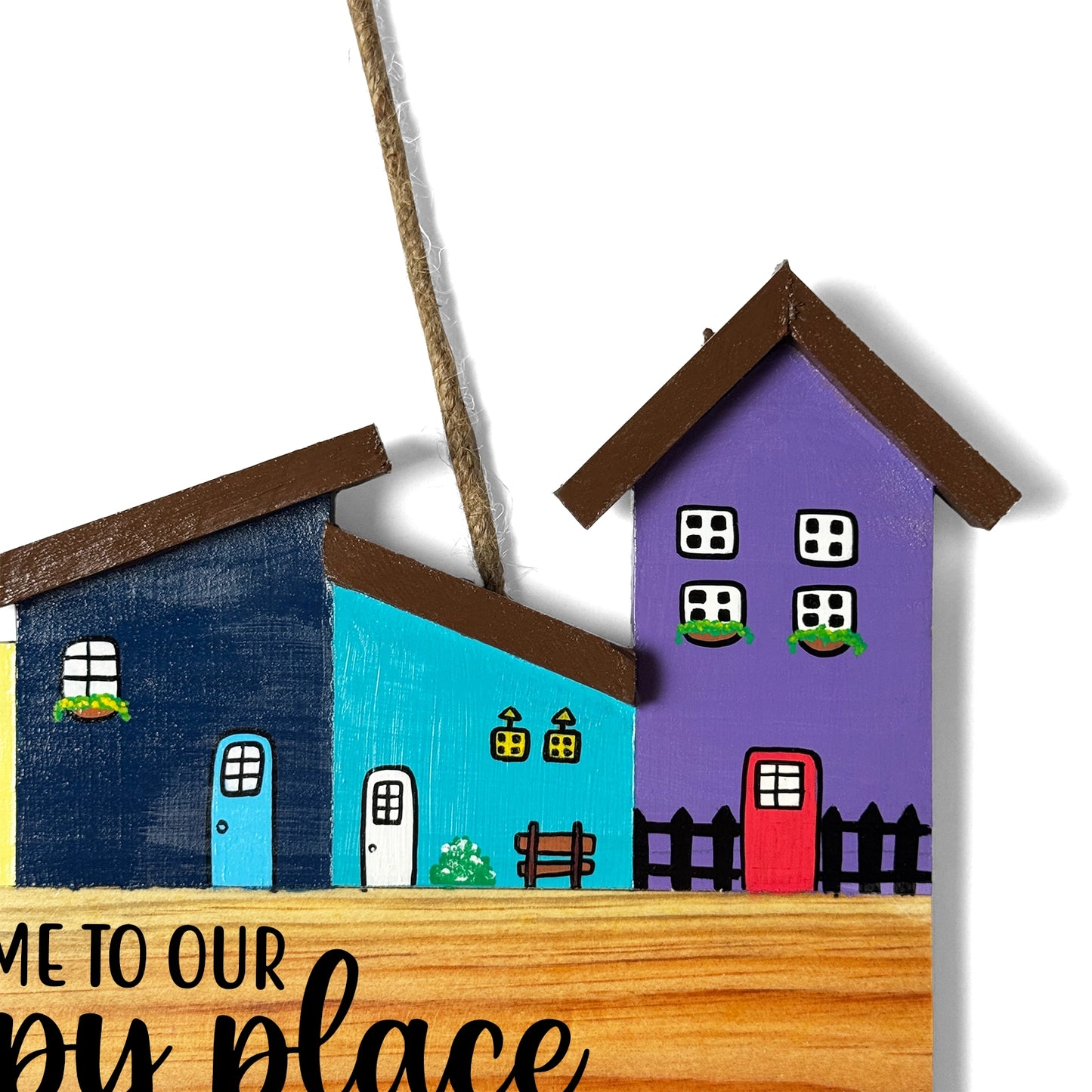 Hut-Shaped Hand-Painted Wooden Name Plate For Home - Hut Board & One Plank Design 5