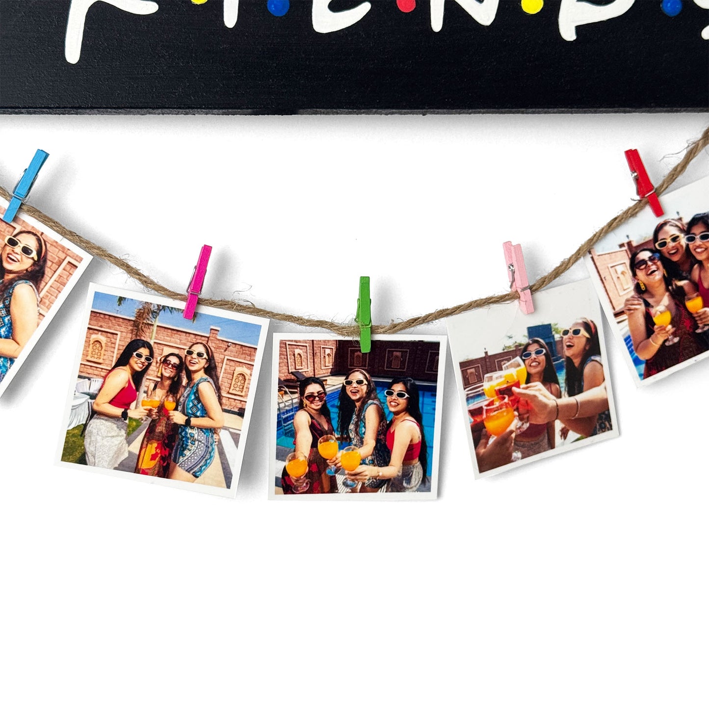 F.R.I.E.N.D.S. Hand-Painted Wooden Arrow Photo Holder