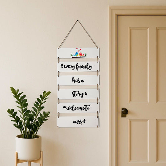 Every Family Has A Story Welcome To Ours Hand-Painted Wooden Plank Wall Hanging