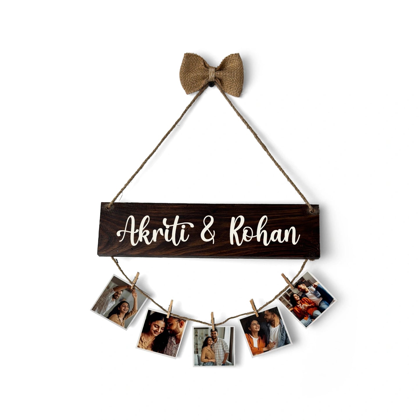 Personalised Hand-Painted Wooden Single Plank Photo Holder
