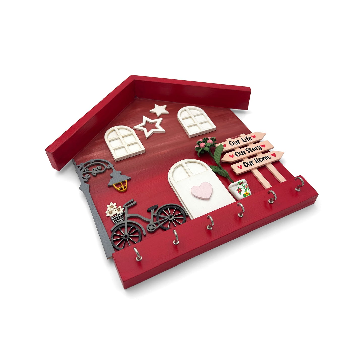 Personalised Hand-Painted Wooden Hut Key Holder With Shaded Texture