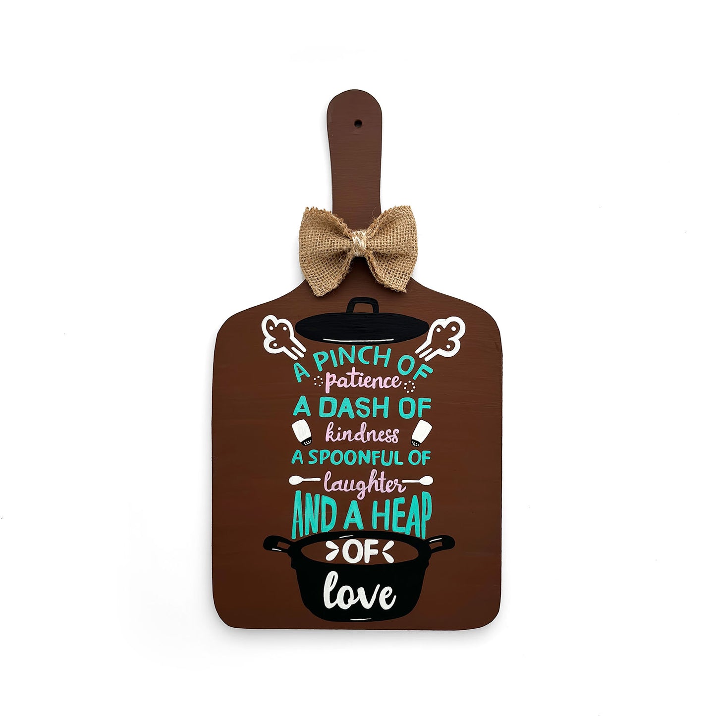 A Heap Of Love Hand-Painted Wooden Chopping Board Kitchen Wall Hanging - Brown