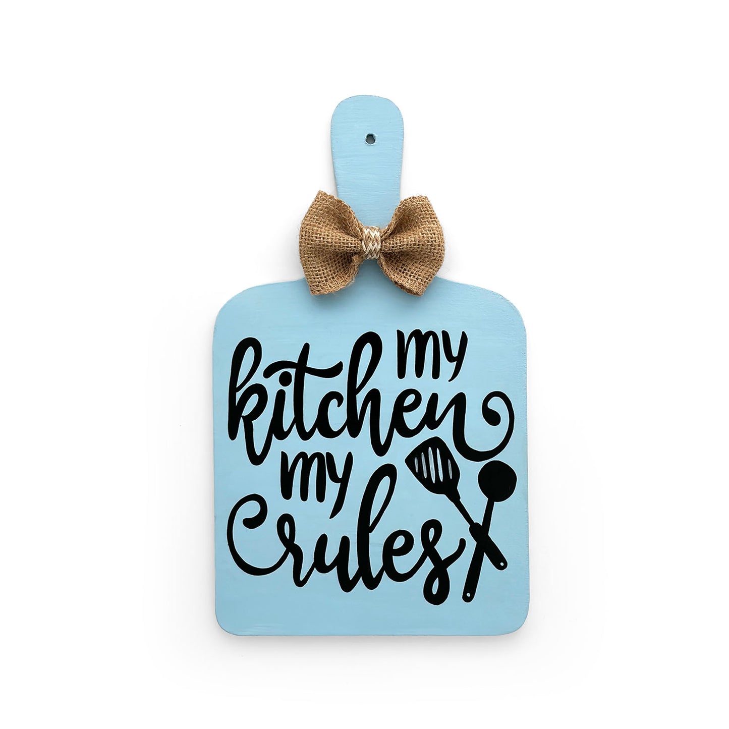 My Kitchen My Rules Hand-Painted Wooden Chopping Board Kitchen Wall Hanging - Grey