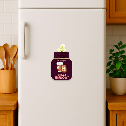 We Are Like Chai Biskoot Hand-Painted Wooden Mason Jar Fridge Magnet - Plum