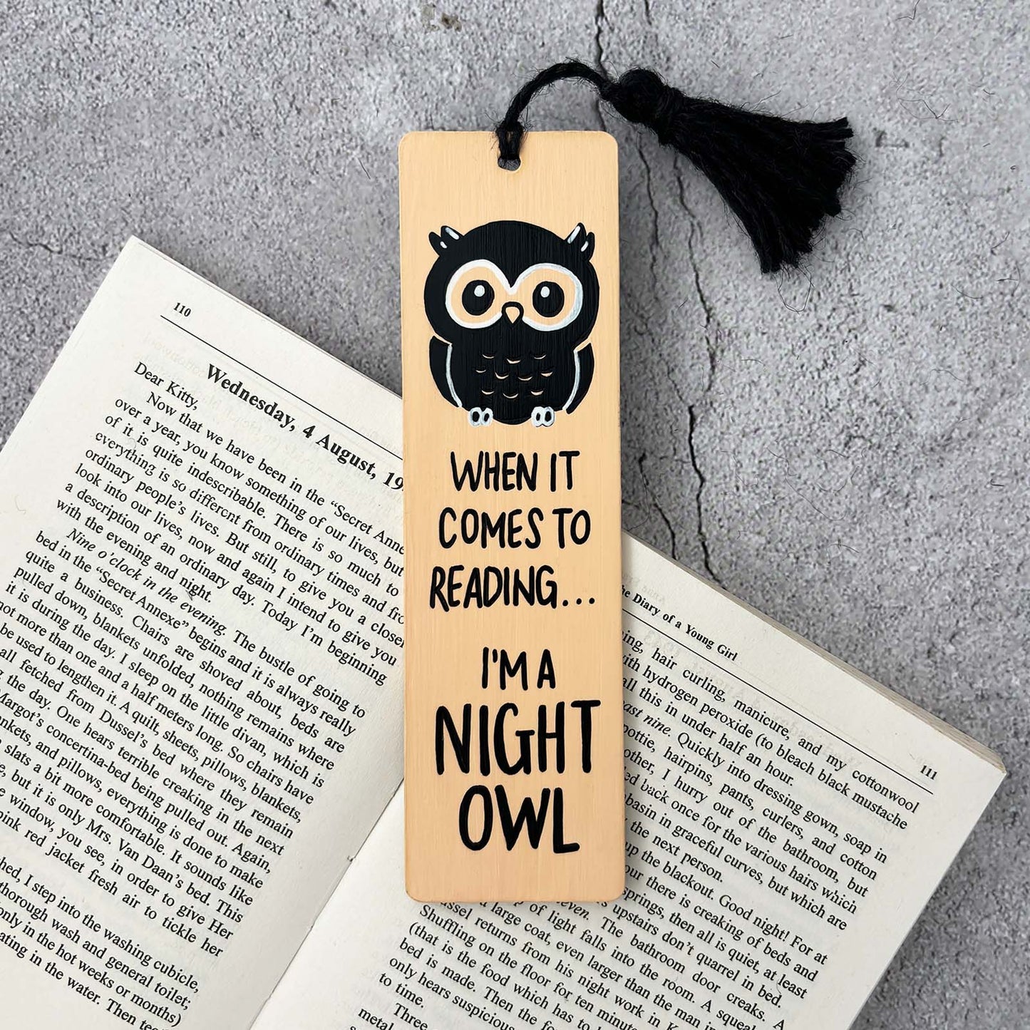 Hand-Painted Wooden Bookmark - I'm A Night Owl