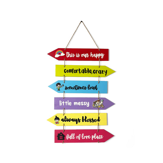 This Is Our Happy Place Hand-Painted Wooden Arrow Plank Wall Hanging - Design 2