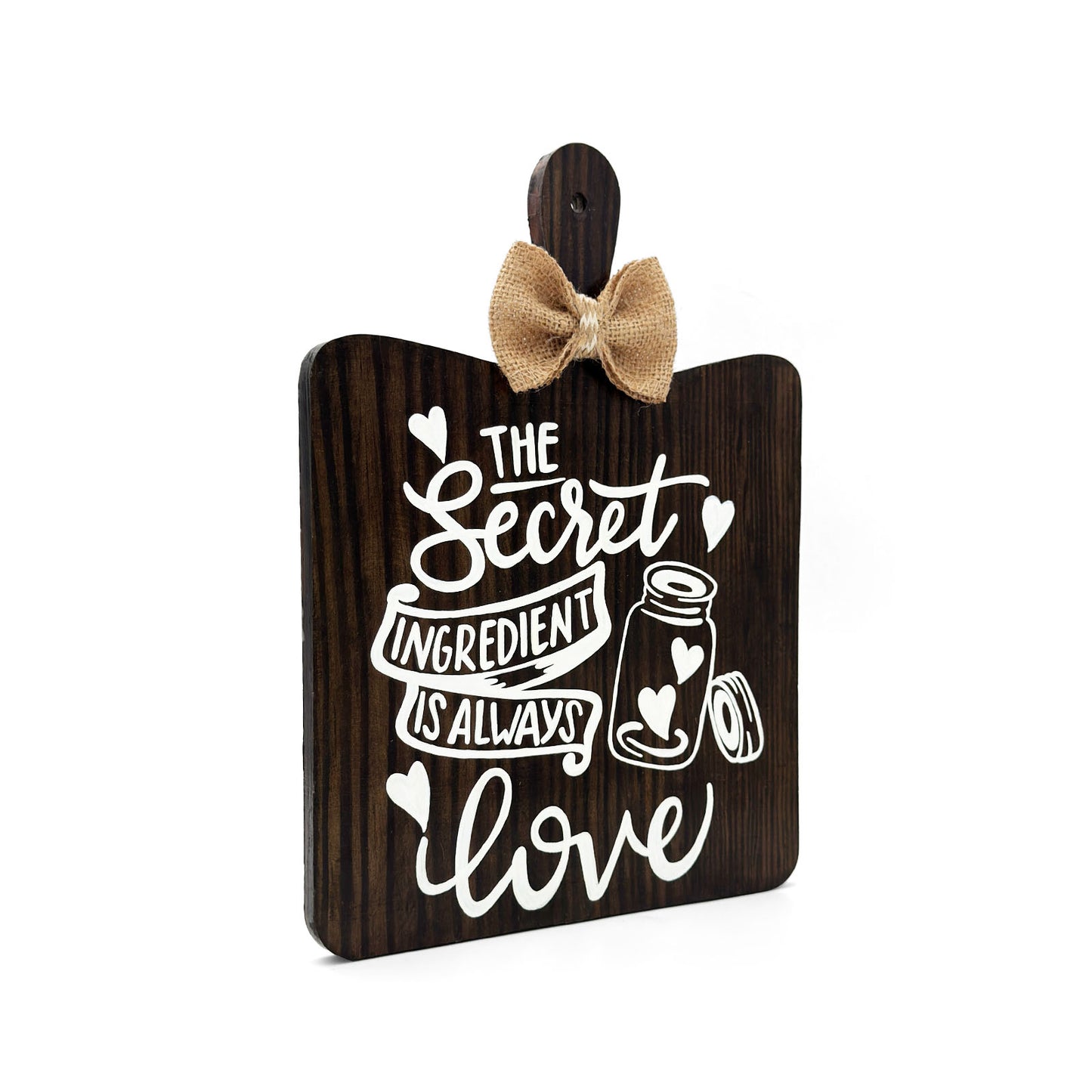 The Secret Ingredient Is Always Love Hand-Painted Wooden Chopping Board Kitchen Wall Hanging - Wooden Finish
