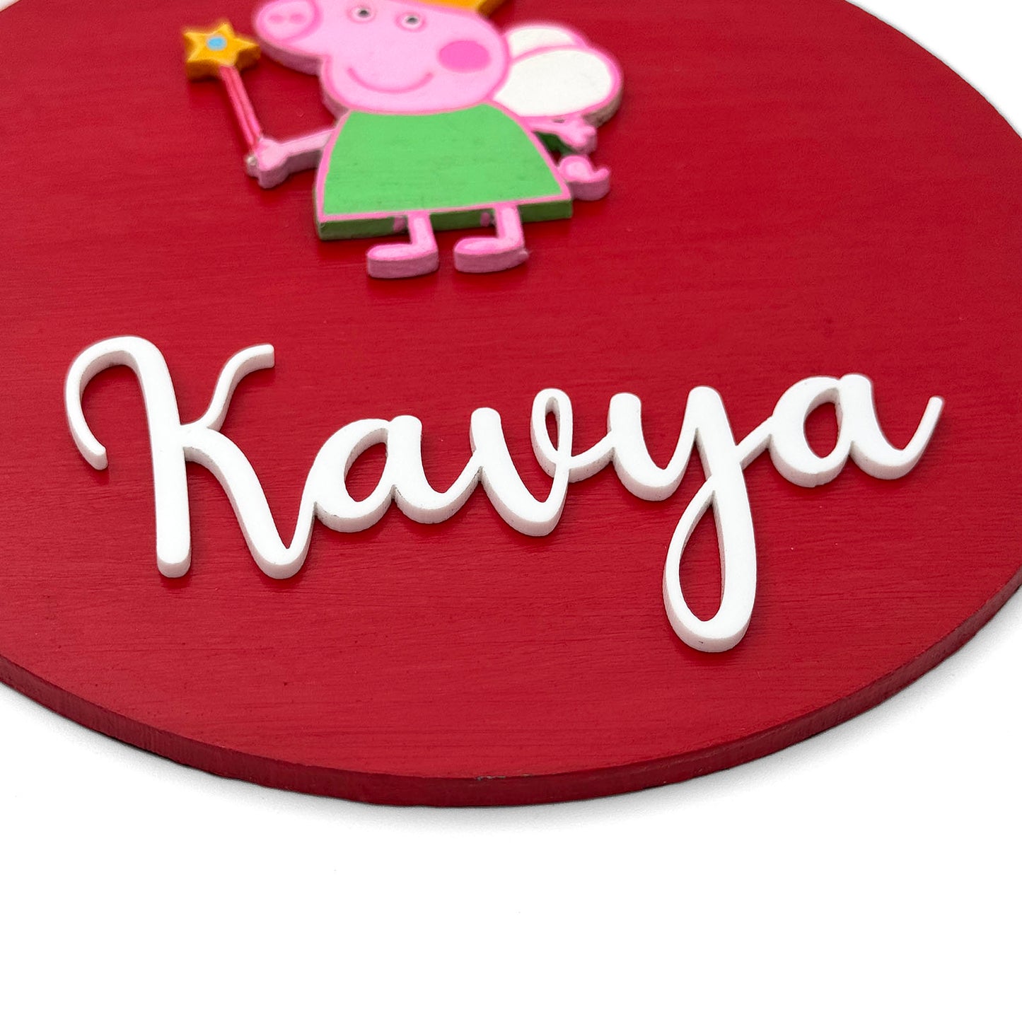 Peppa Pig Themed Hand-Painted Wooden Mini Kids Name Plate