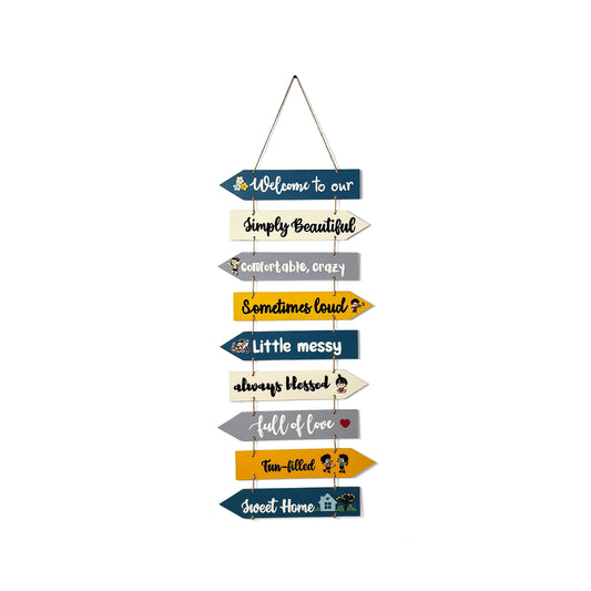 Welcome To Our Home Hand-Painted Wooden Arrow Plank Wall Hanging - Design 13