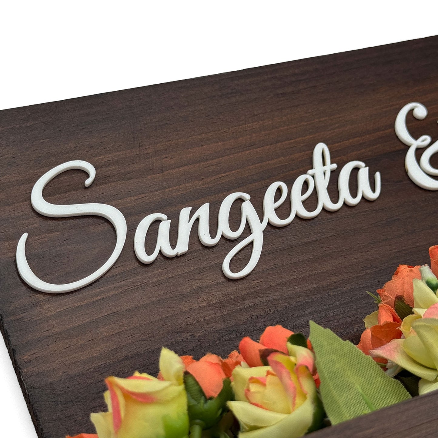 Rectangular Hand-Painted Wooden Planter Name Plate For Home - Wooden Finish