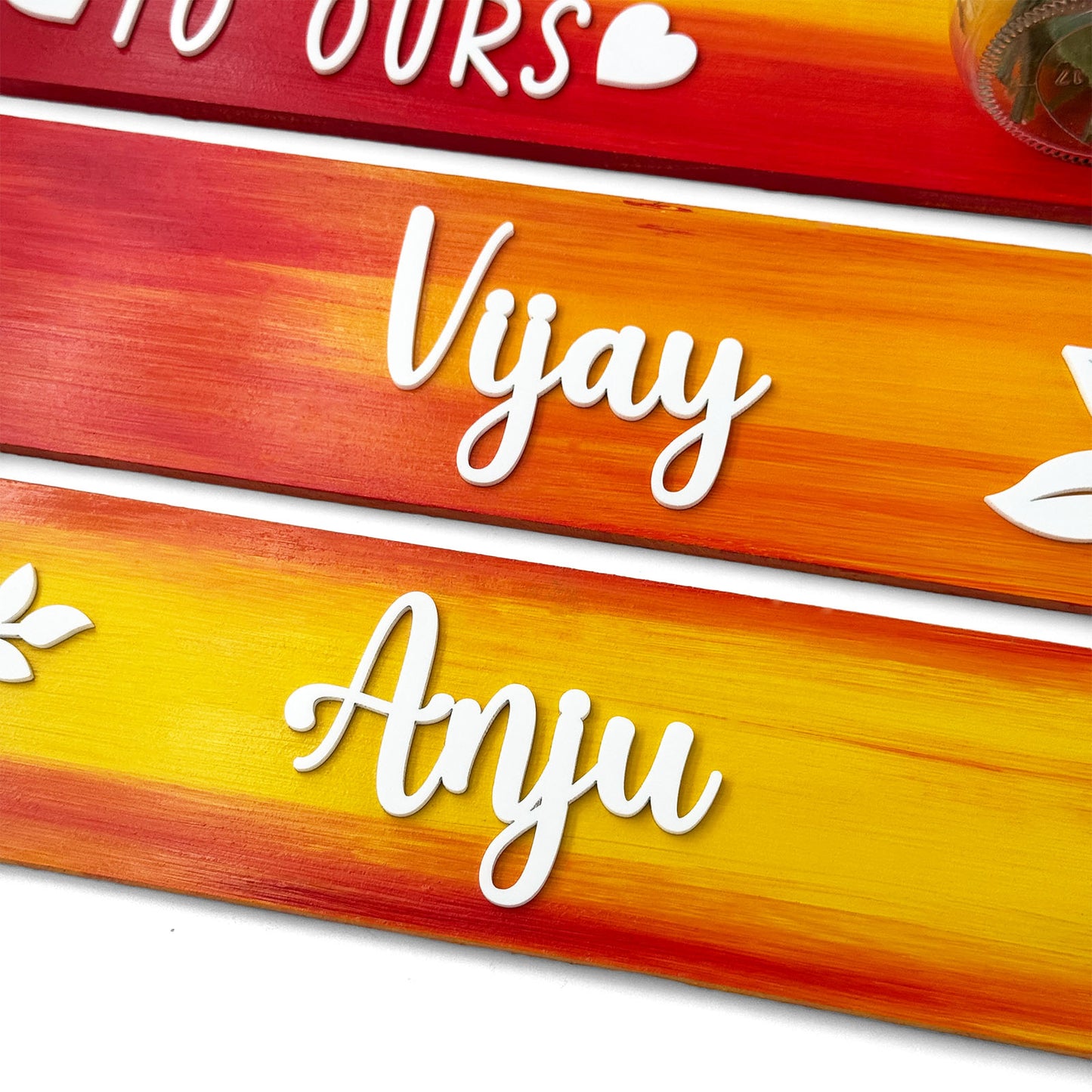 Every Family Has A Story Welcome To Ours Hand-Painted Wooden Name Plate With Jar For Home - Jar Board & Two Planks
