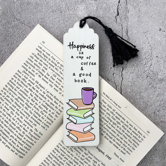 Hand-Painted Wooden Bookmark - Happiness