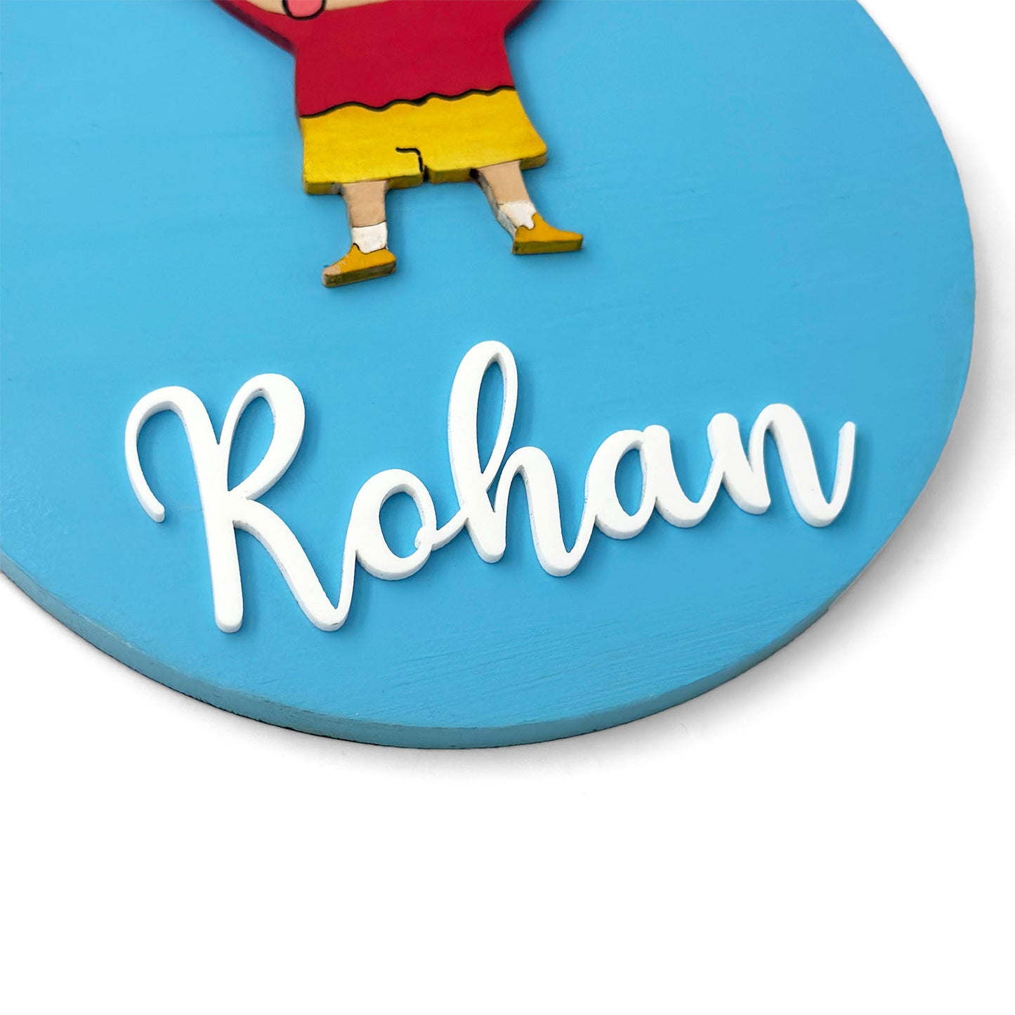 Shin-Chan Themed Hand-Painted Wooden Name Plate For Kids