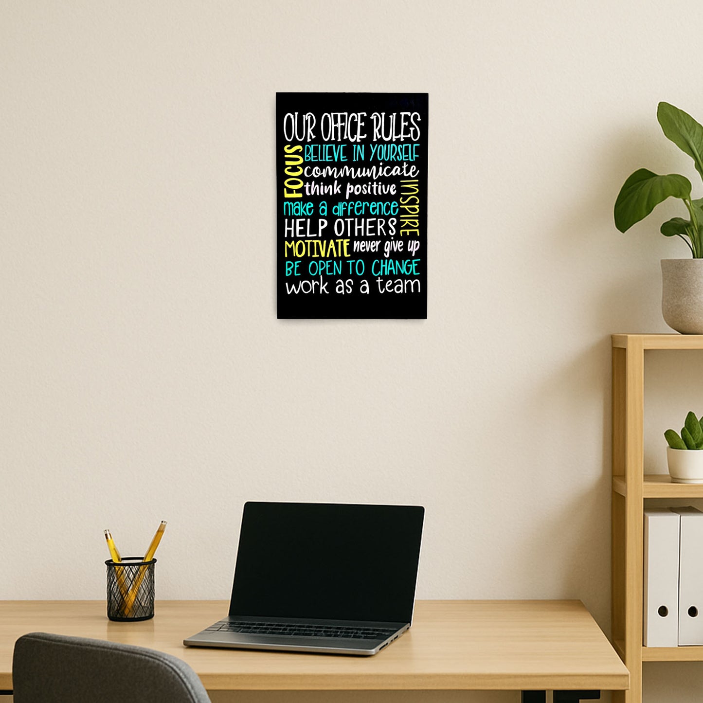 Our Office Rules Hand-Painted Wooden Wall Hanging