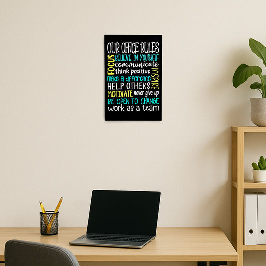 Our Office Rules Hand-Painted Wooden Wall Hanging