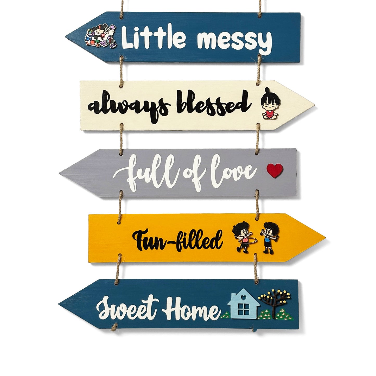 Welcome To Our Home Hand-Painted Wooden Arrow Plank Wall Hanging - Design 13