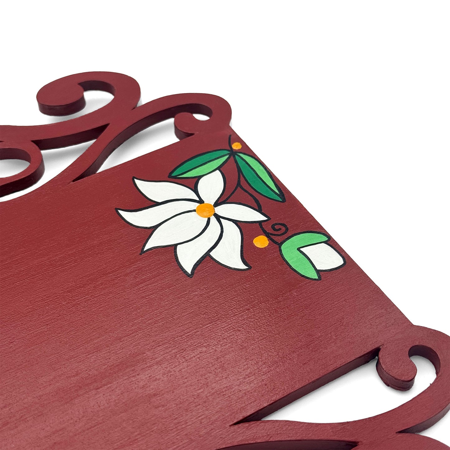 Lotus Artwork Hand-Painted Wooden Madhubani Name Plate For Home