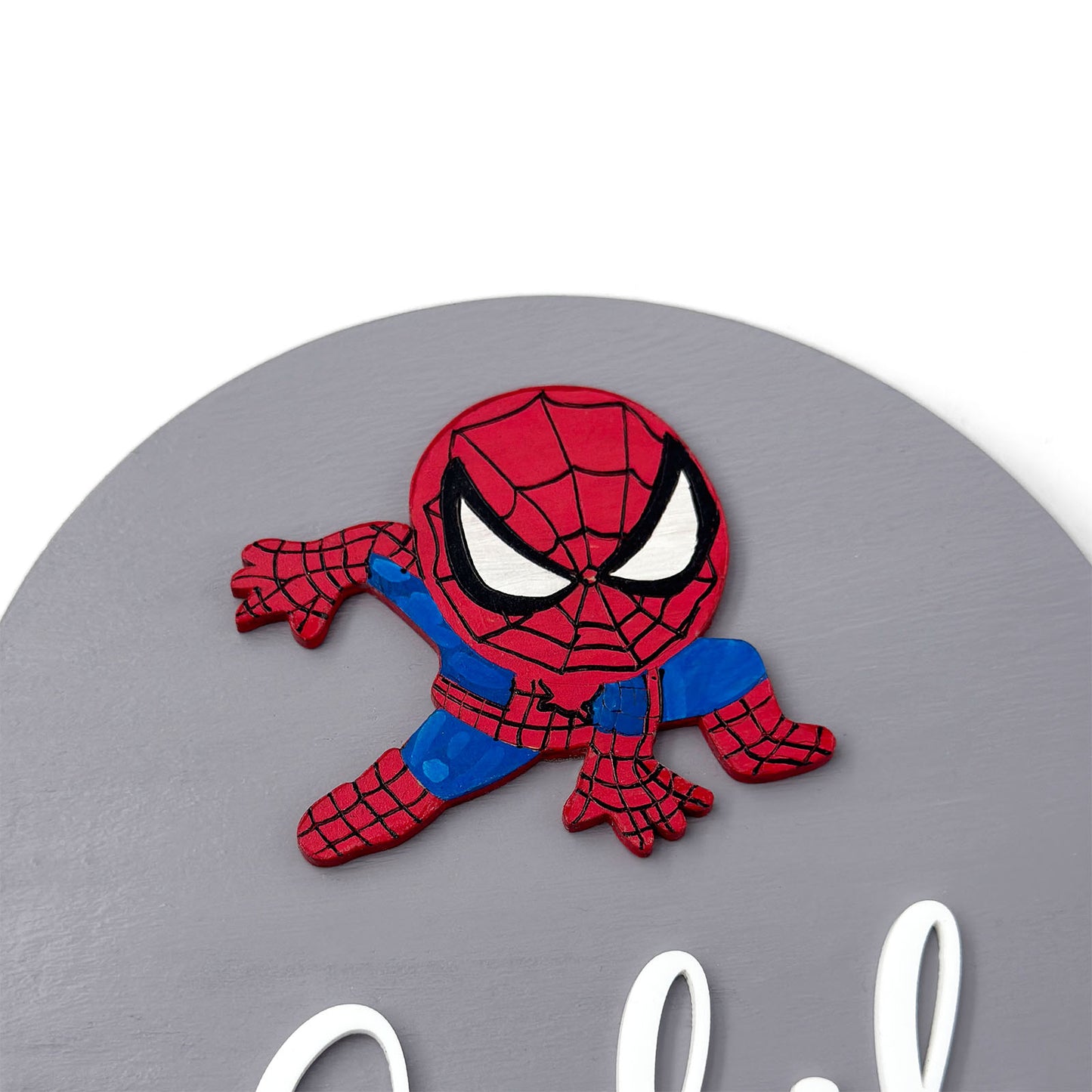 Spider Man Themed Hand-Painted Wooden Name Plate For Kids