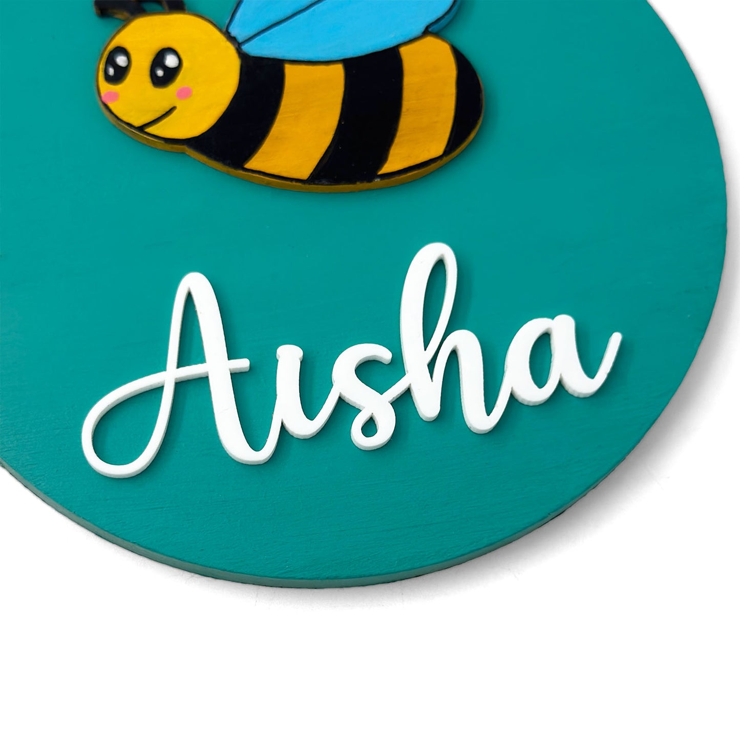Honey Bee Themed Hand-Painted Wooden Name Plate For Kids