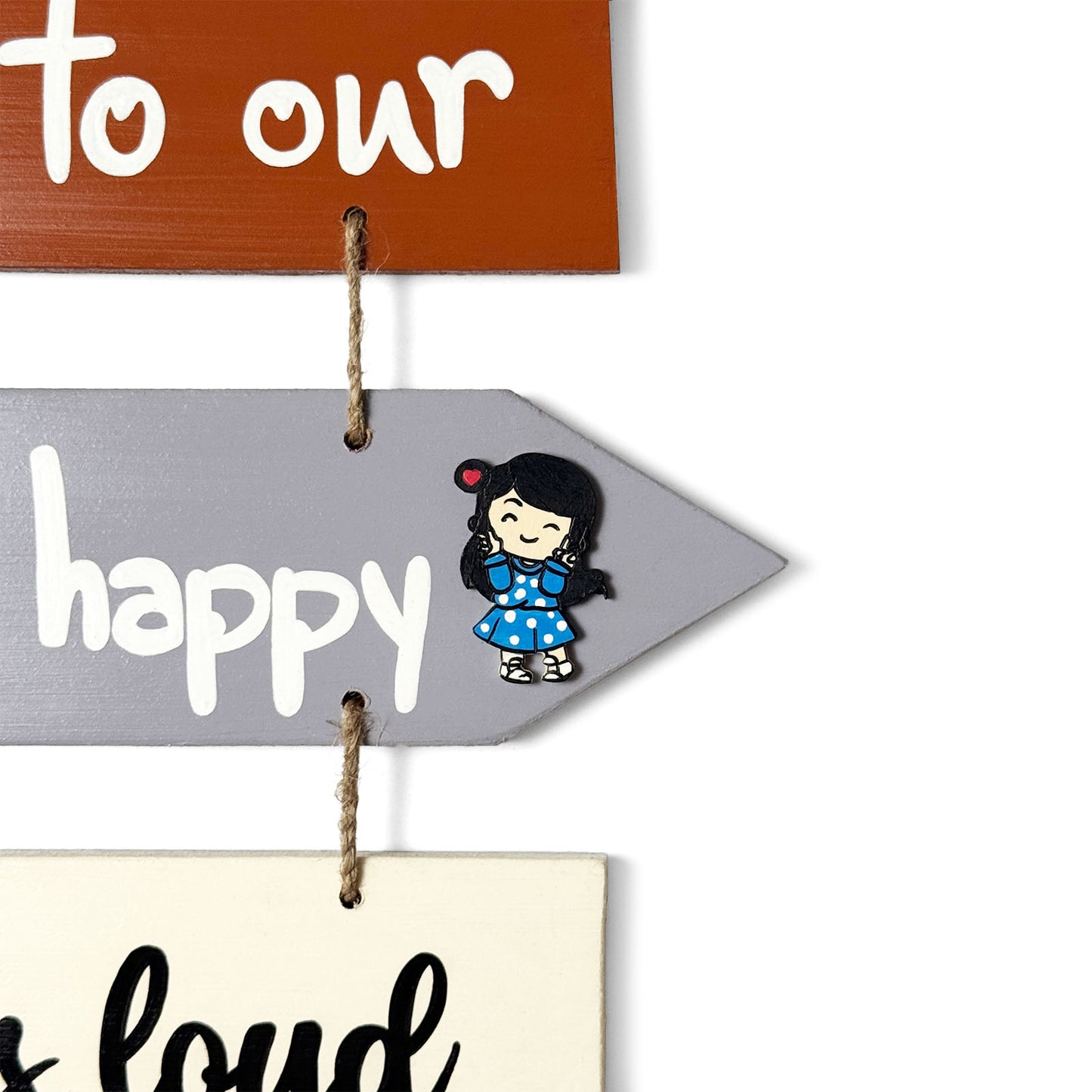 Welcome To Our Home Hand-Painted Wooden Arrow Plank Wall Hanging - Design 2