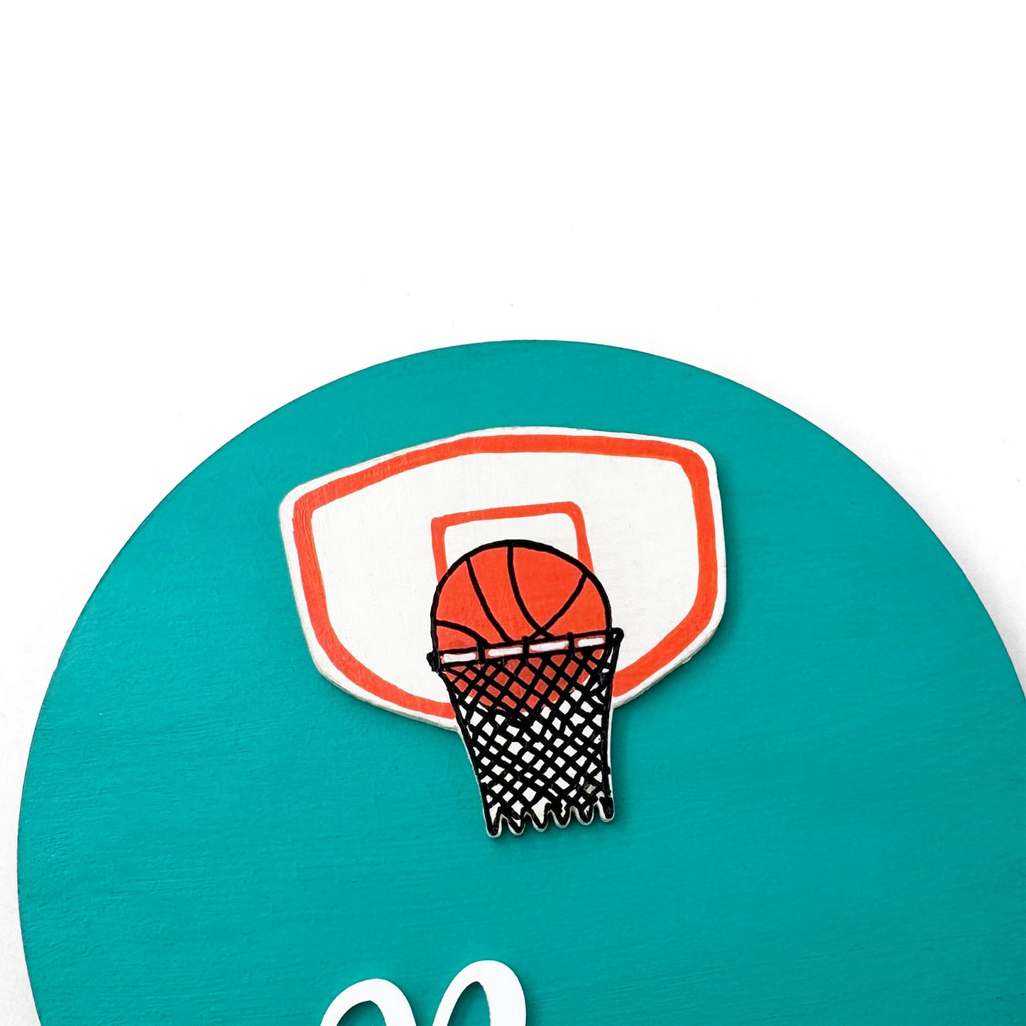 Basketball Themed Hand-Painted Wooden Name Plate For Kids