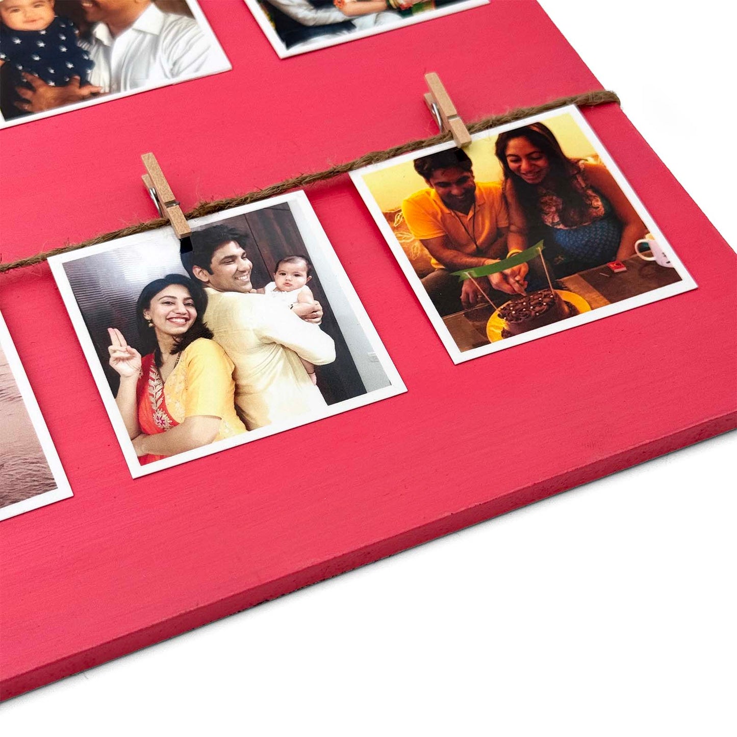 Moments Hand-Painted Wooden Photo Holder - Pink