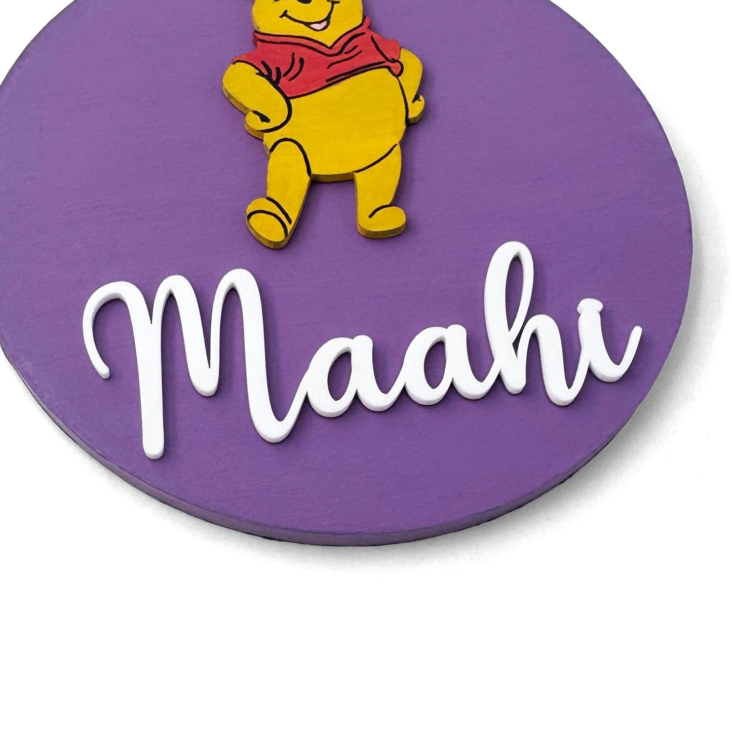 Winnie The Pooh Themed Hand-Painted Wooden Name Plate For Kids