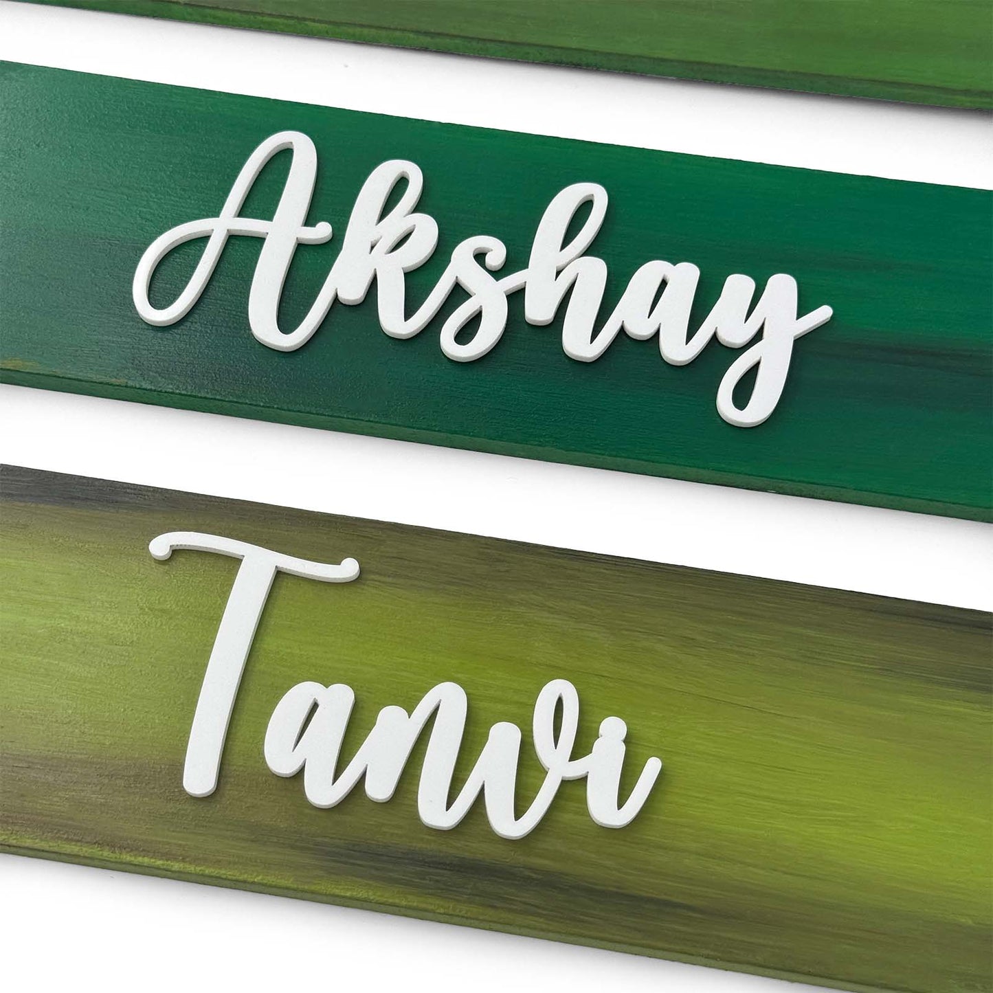 Green Hand-Painted Wooden Name Plate With Jar For Home - Jar Board & Two Planks