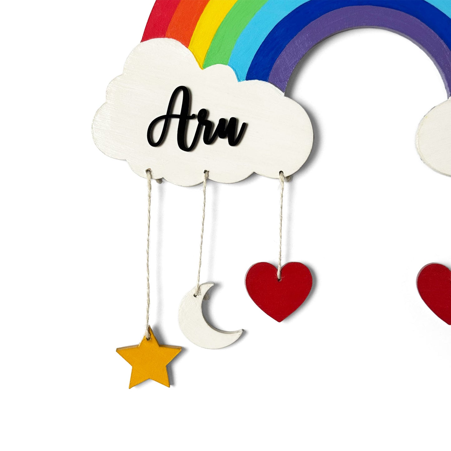 Rainbow Themed Hand-Painted Wooden Kids Name Plate  - Design 1