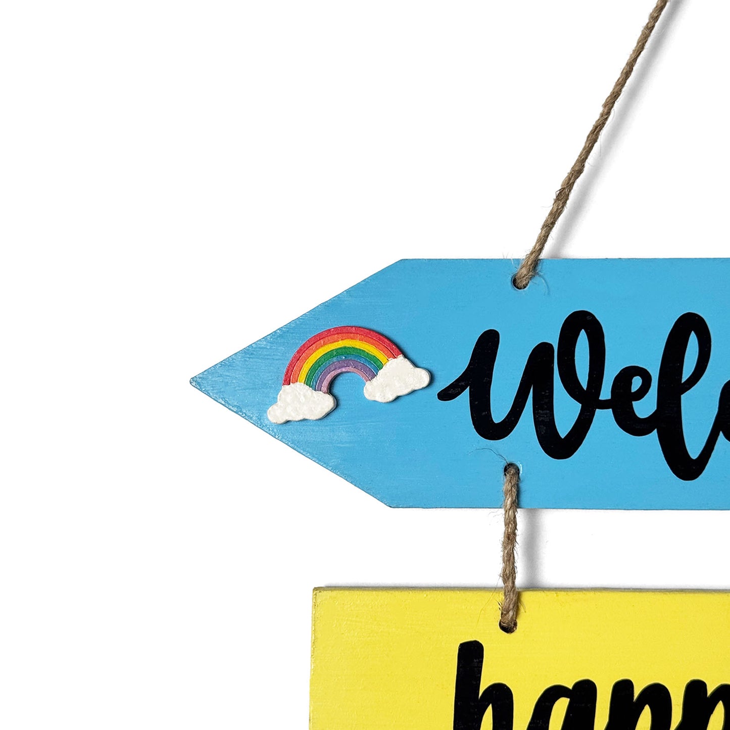 Welcome To Our Home Hand-Painted Wooden Arrow Plank Wall Hanging - Design 6