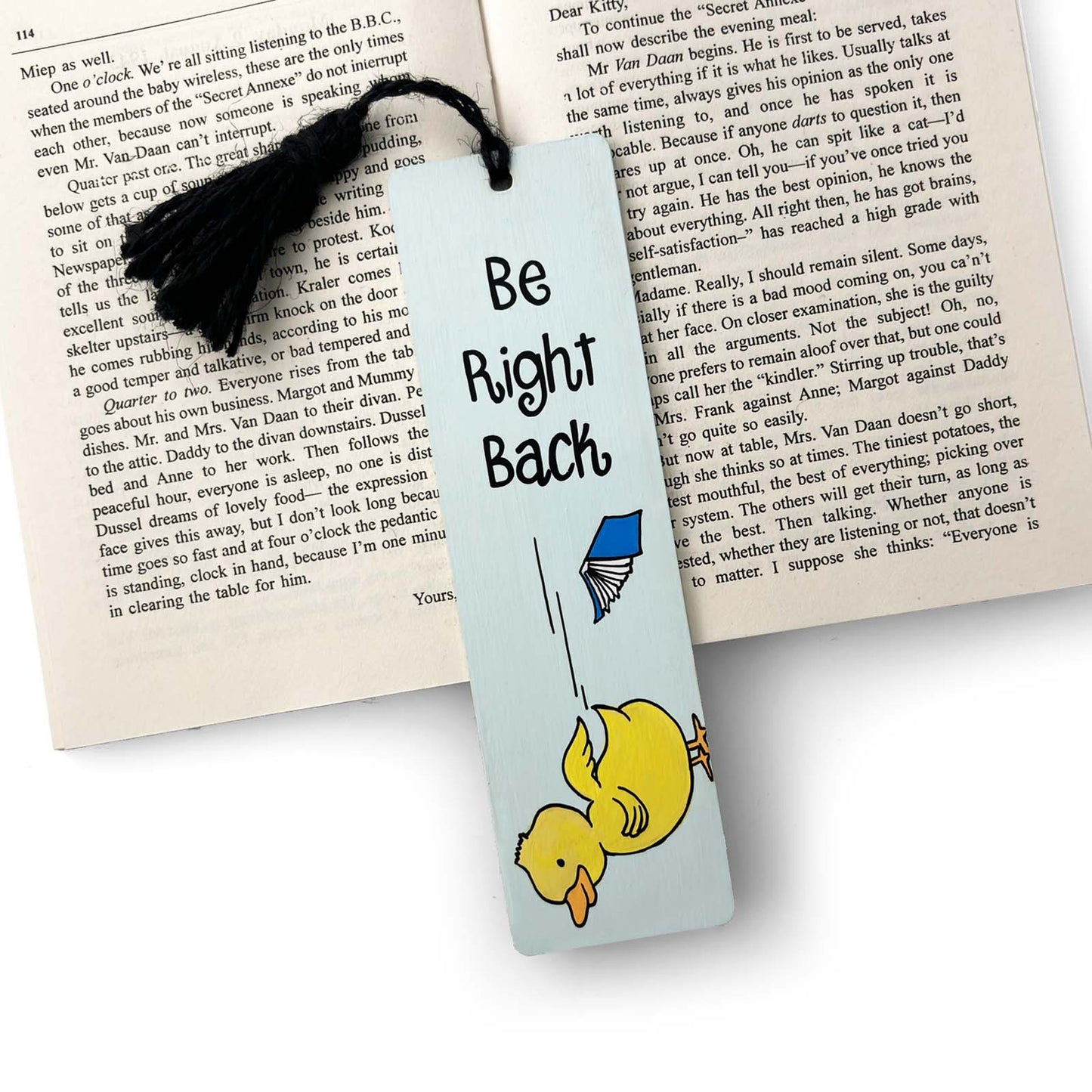 Hand-Painted Wooden Bookmark - Be Right Back