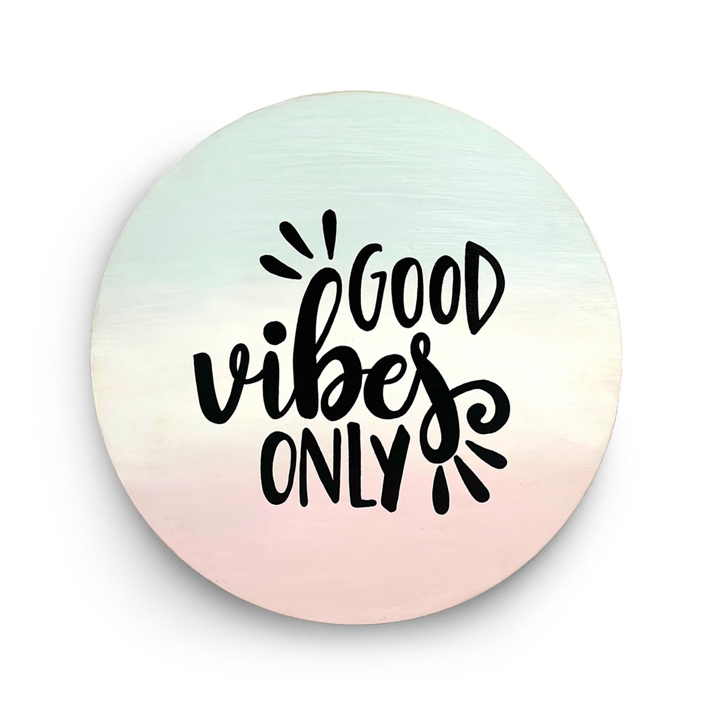 Good Vibes Only Hand-Painted Wooden Wall Hanging In Pastel Shades
