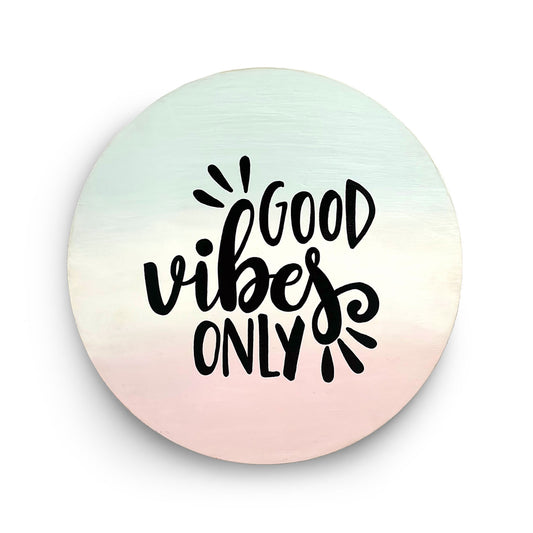 Good Vibes Only Hand-Painted Wooden Wall Hanging In Pastel Shades
