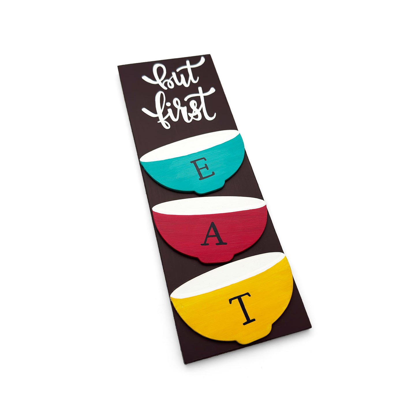 But First EAT Hand-Painted Wooden Kitchen Wall Hanging