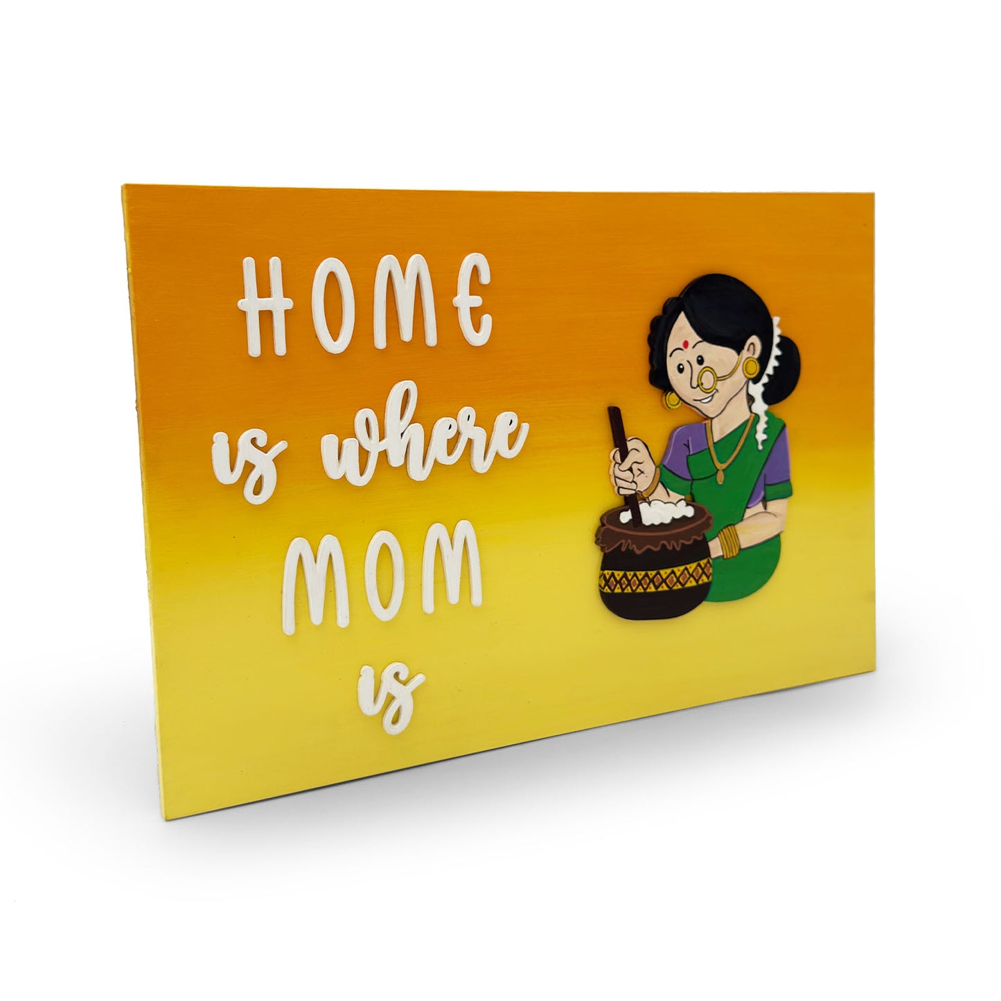 Home Is Where Mom Is Hand-Painted Wooden Wall Hanging