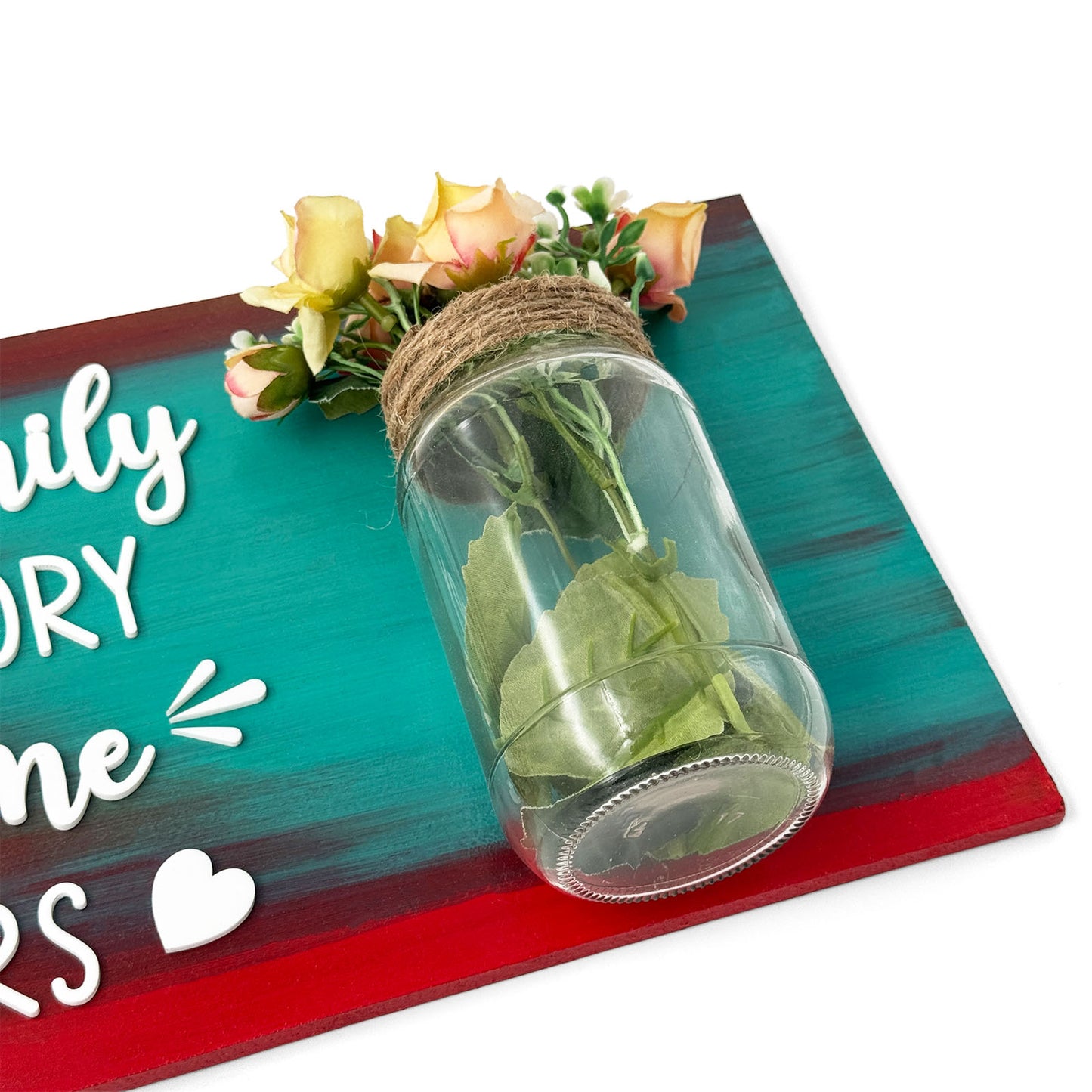 Every Family Has A Story Welcome To Ours Hand-Painted Wooden Name Plate With Jar For Home - Only Jar Board