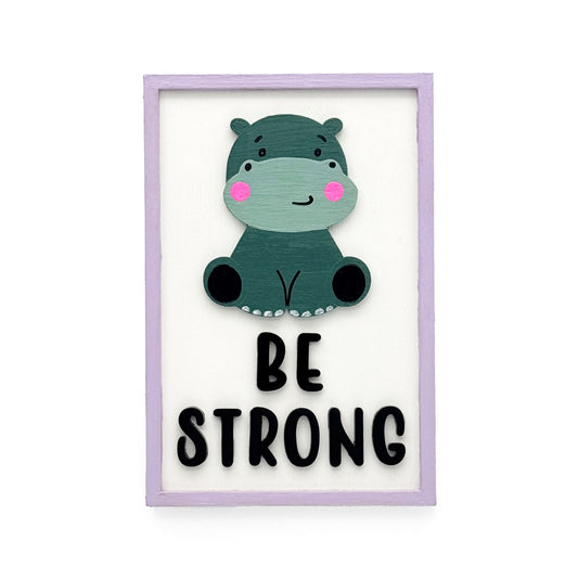 Be Strong Hand-Painted Wooden Kids Wall Frame - Light Purple