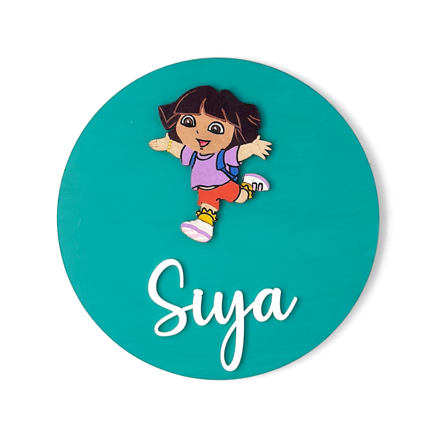 Dora The Explorer Themed Hand-Painted Wooden Name Plate For Kids