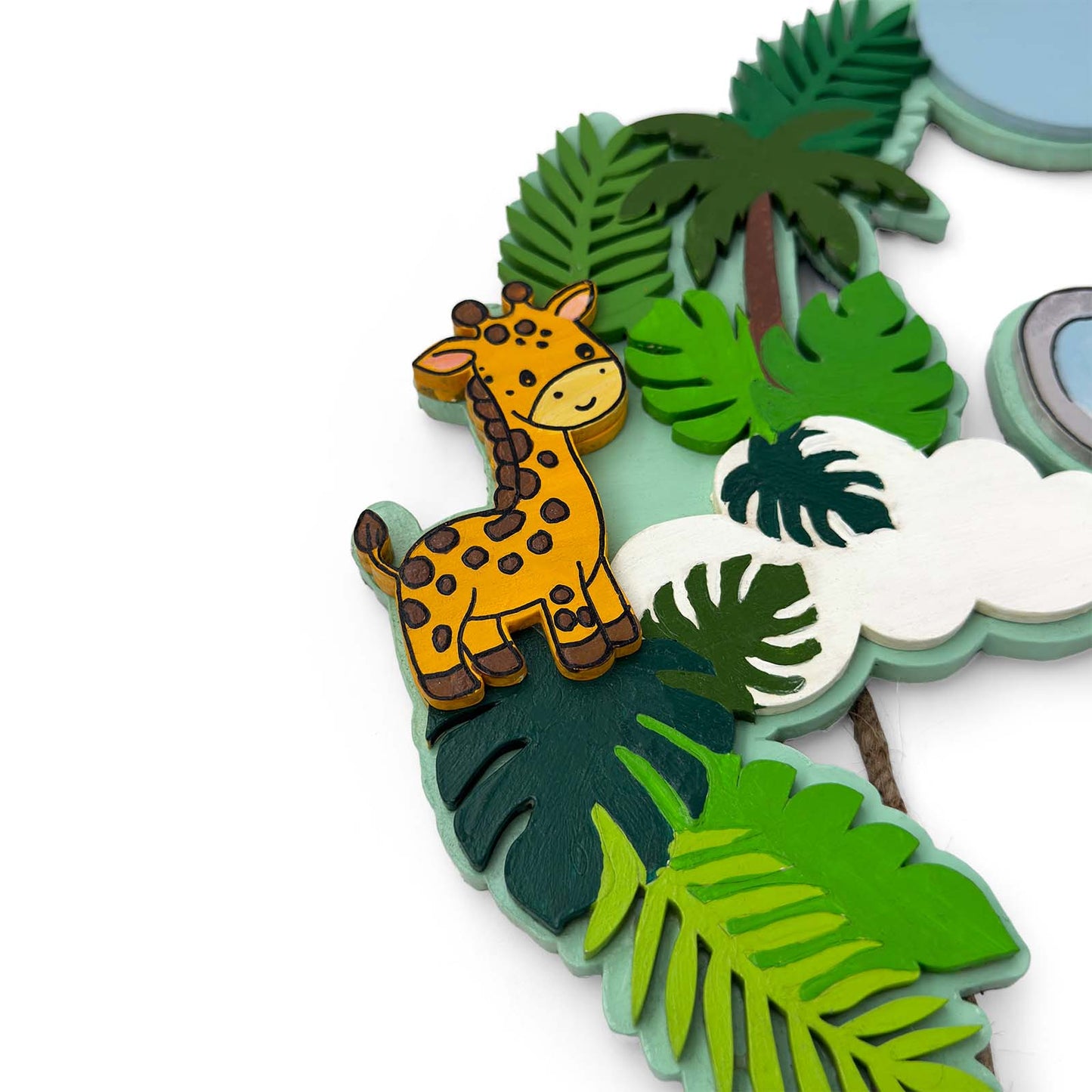 Animal Themed Hand-Painted Wooden Kids Name Plate - Design 5