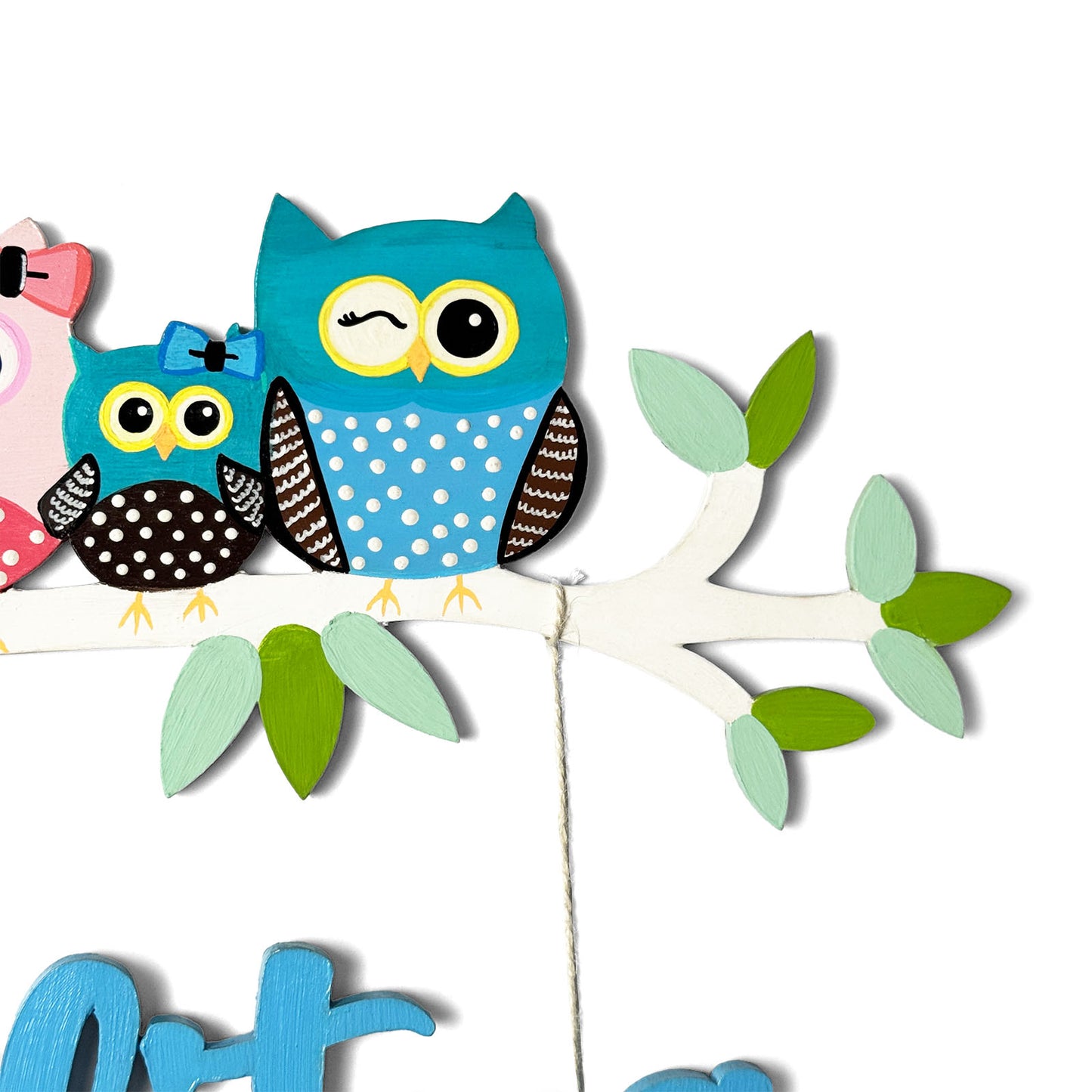 Owl Themed Hand-Painted Wooden Kids Name Plate