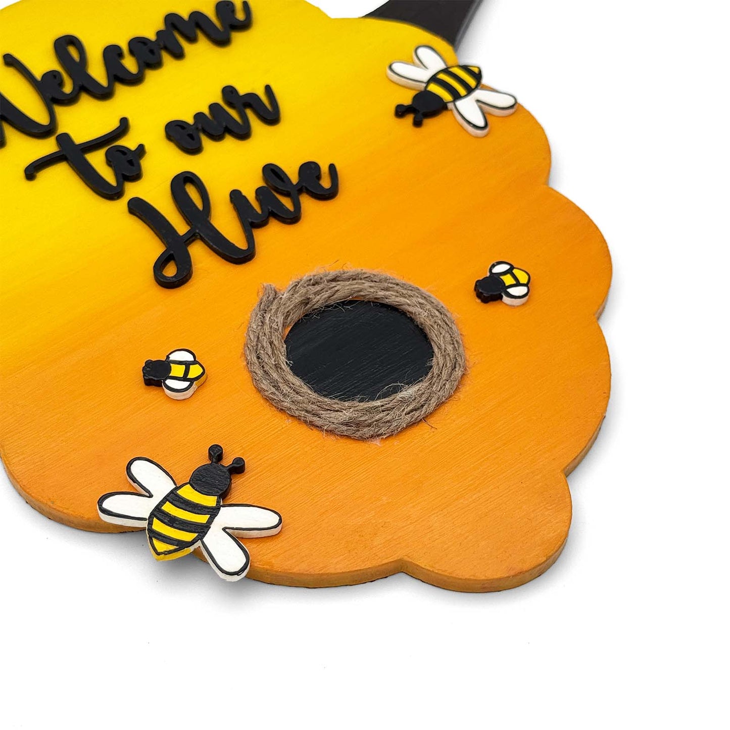 Welcome To Our Hive Hand-Painted Wooden Wall Hanging