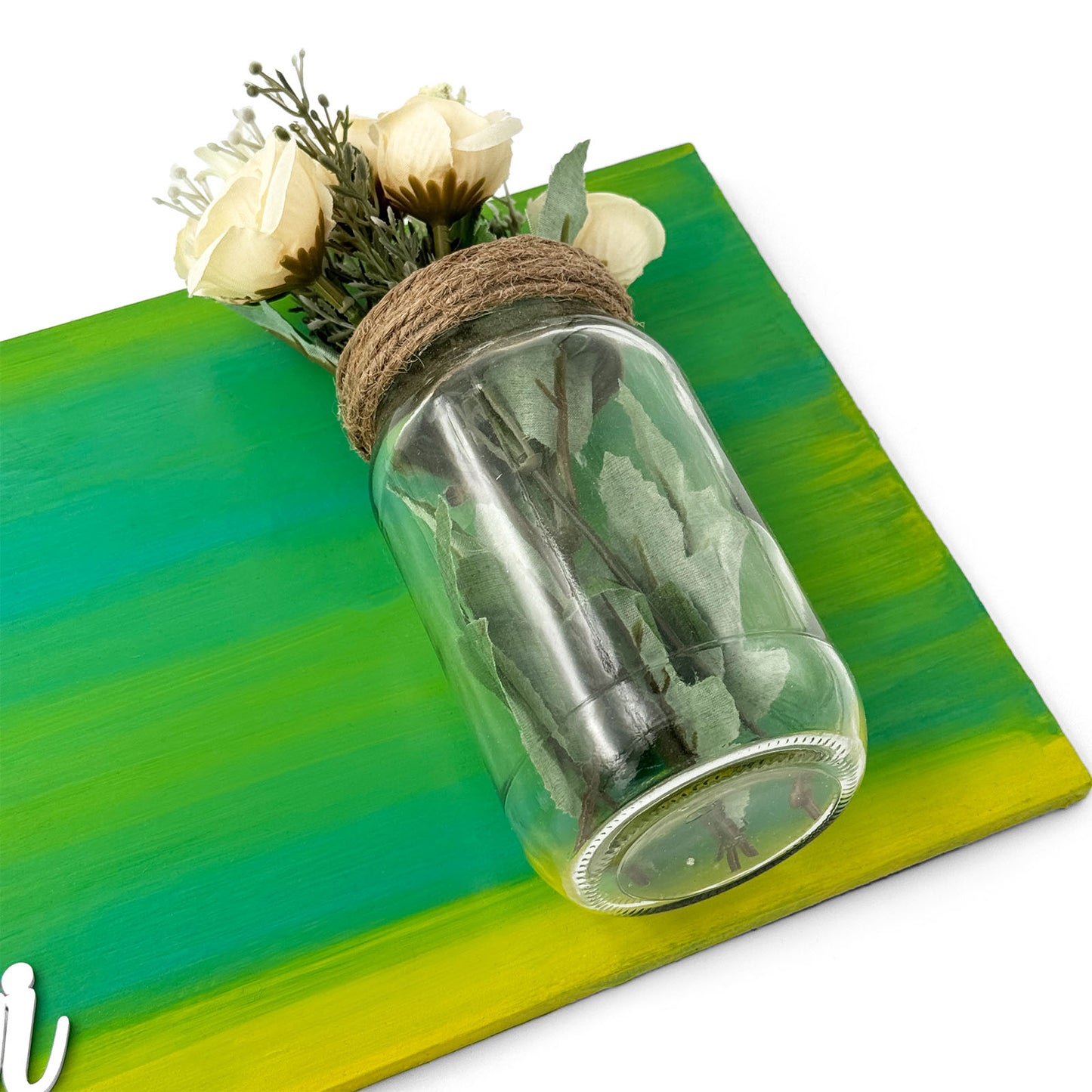 Hand-Painted Wooden Name Plate With Jar For Home - Only Jar Board