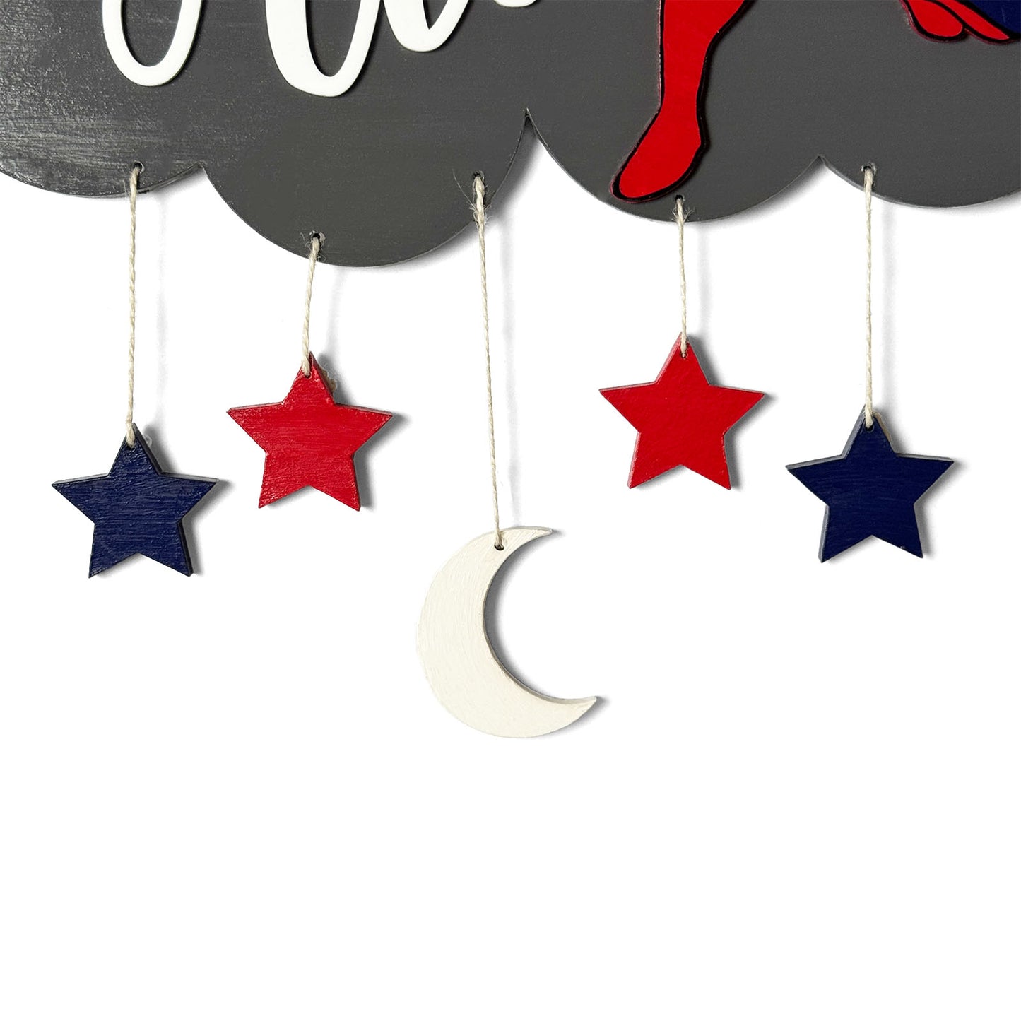 Cloud & Spiderman Themed Hand-Painted Wooden Kids Name Plate