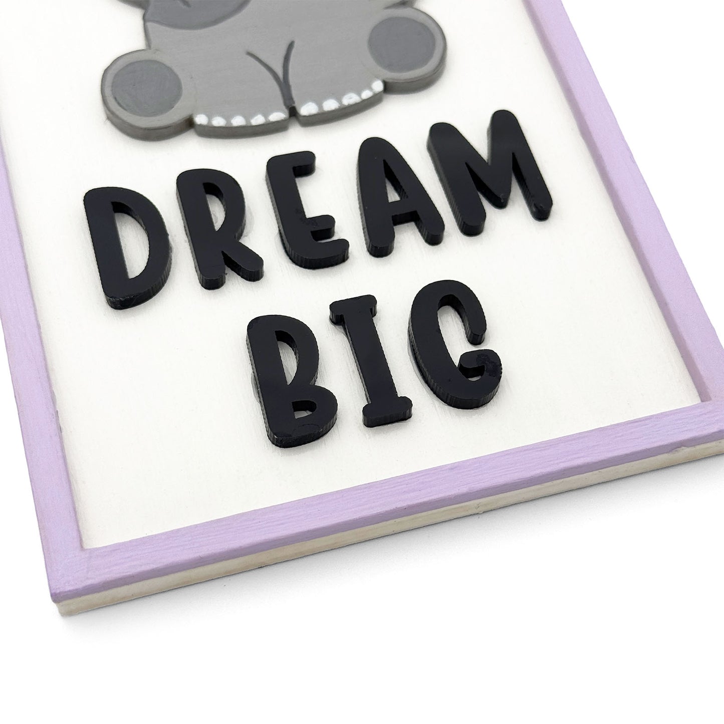 Dream Big Hand-Painted Wooden Kids Wall Frame - Light Purple