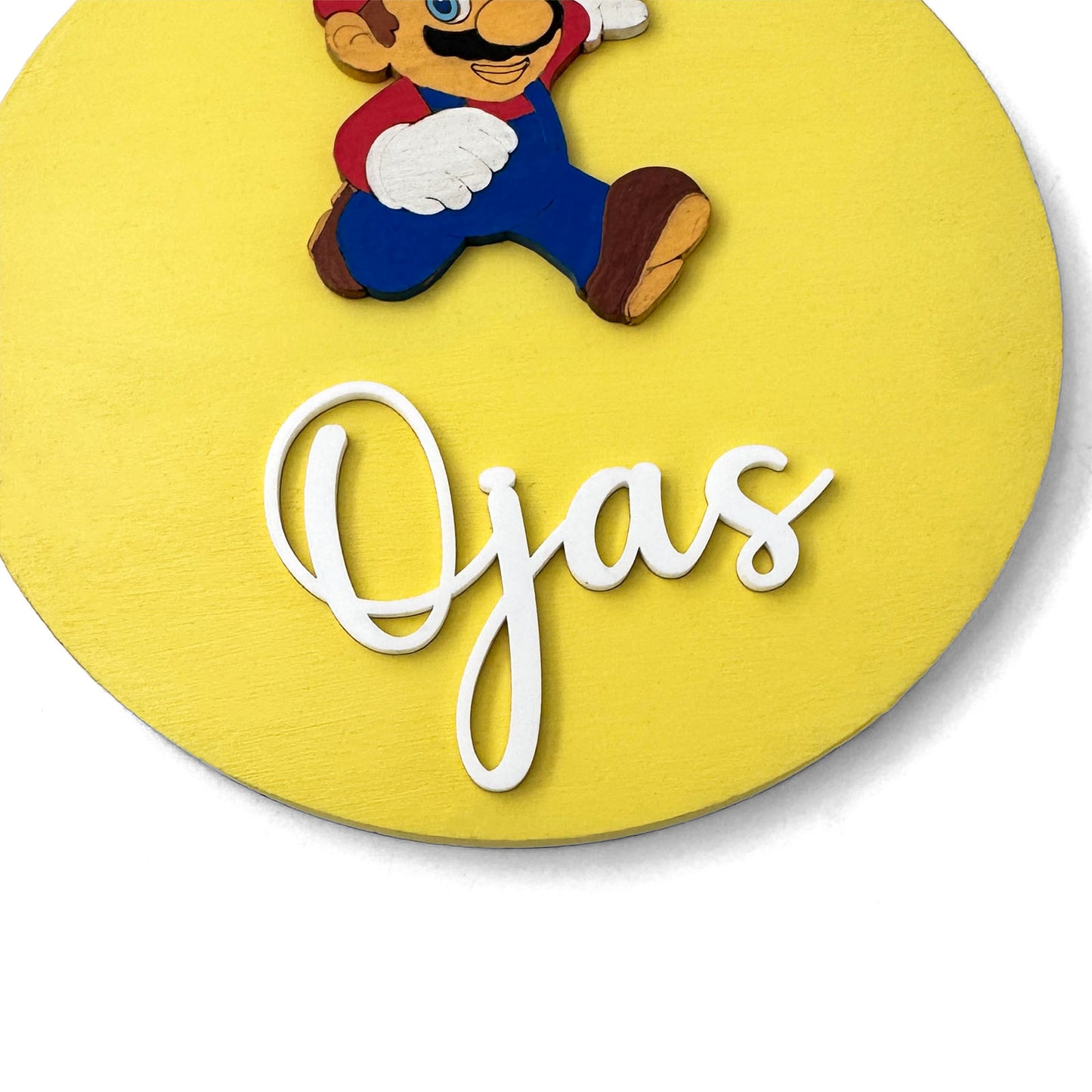 Super Mario Themed Hand-Painted Wooden Name Plate For Kids
