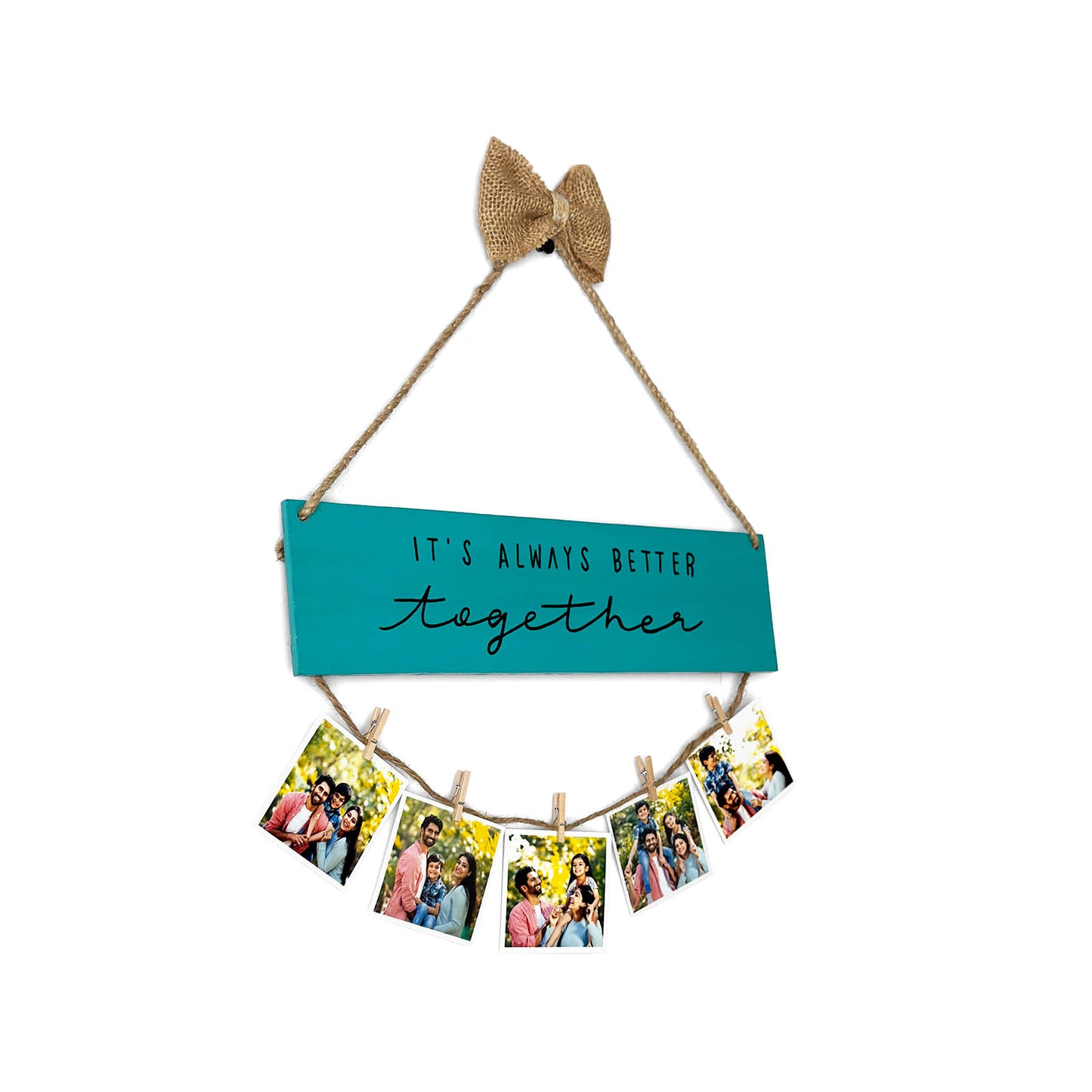 It's Always Better Together Hand-Painted Wooden Photo Holder - Teal