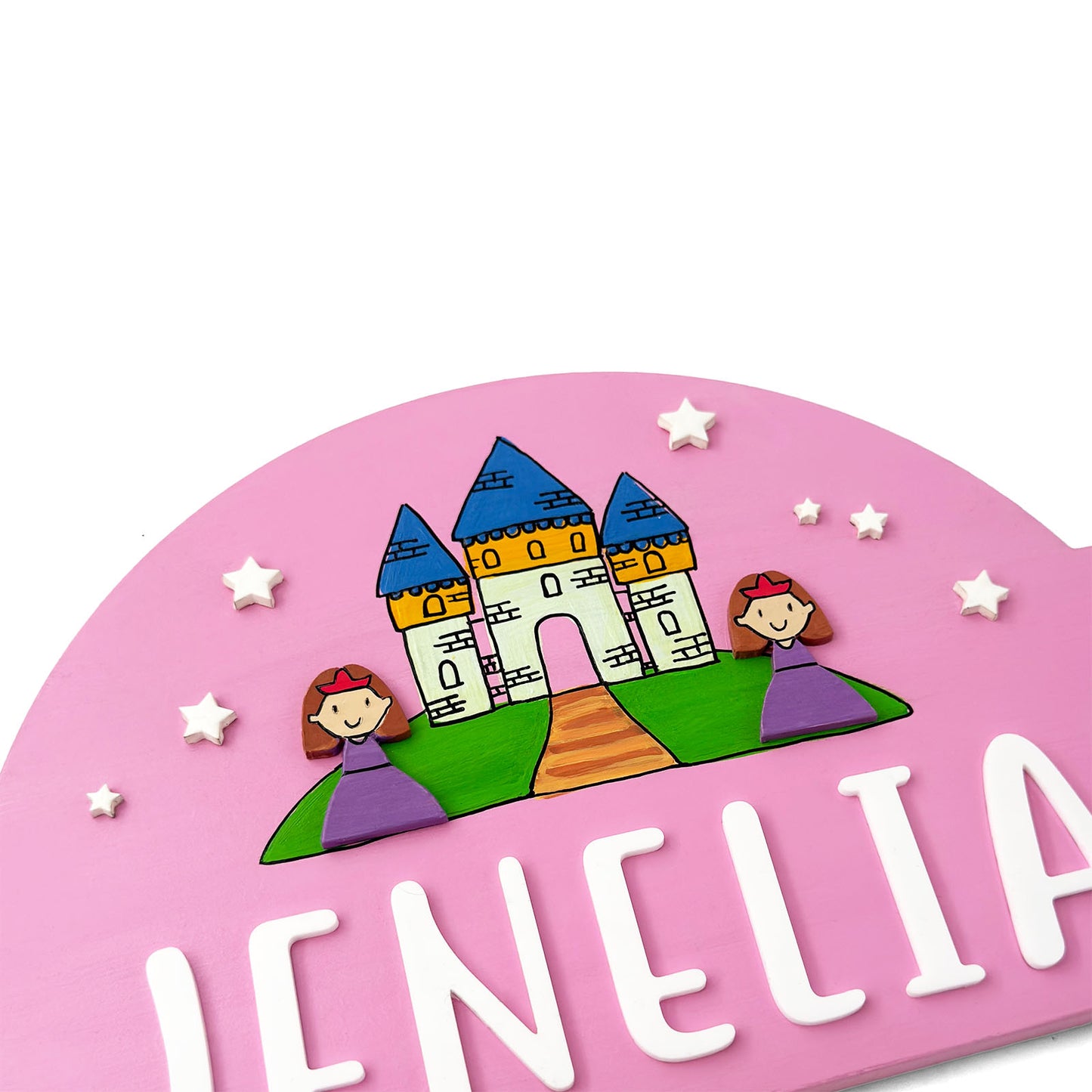 Princess Themed Hand-Painted Wooden Arch-Shaped Kids Name Plate