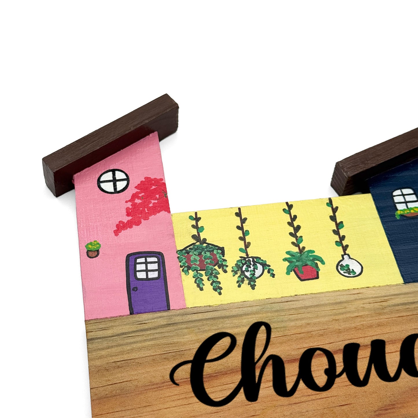Hut-Shaped Hand-Painted Wooden Name Plate For Home - Hut Board Design 5